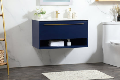 36 inch Single bathroom vanity in blue