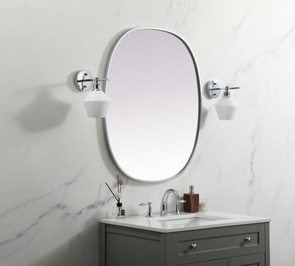 Metal Frame Oval Mirror 30x36 Inch in Silver