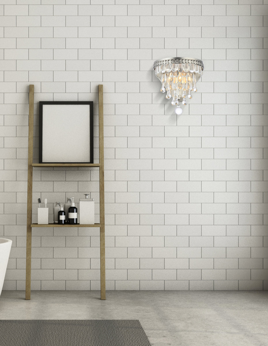 Nordic 1 light antique silver Wall Sconce Clear Royal Cut Crystal