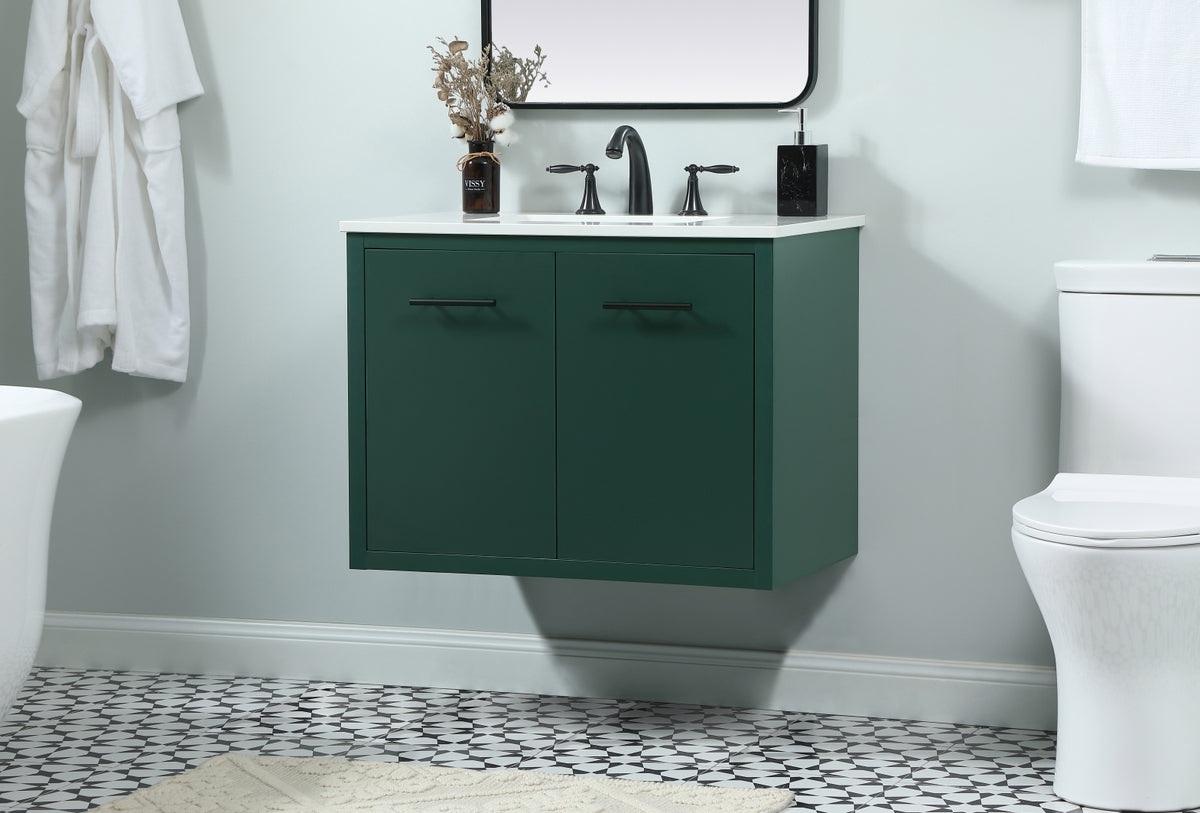 30 inch Single bathroom vanity in green