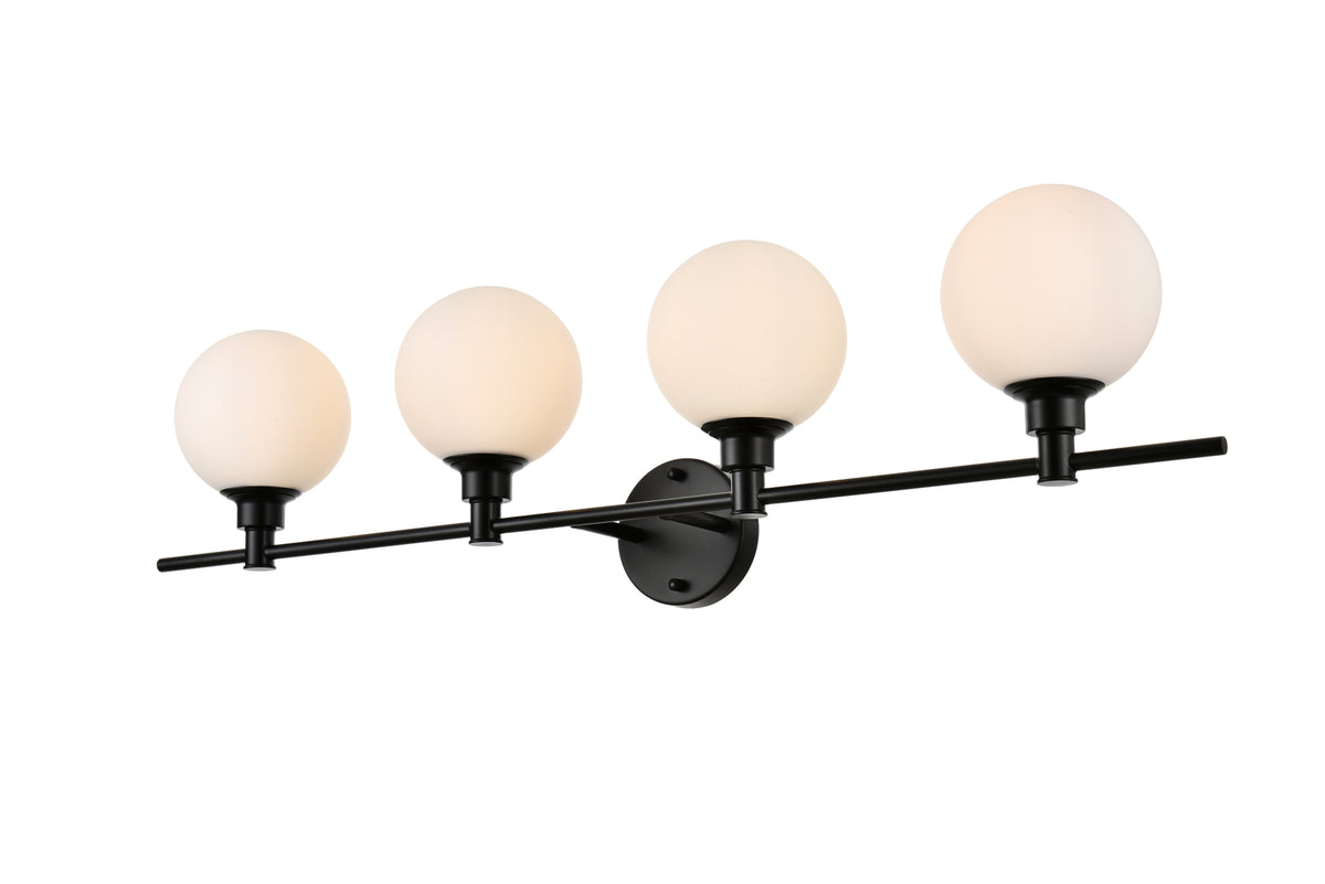 Cordelia 4 light Black and frosted white Bath Sconce