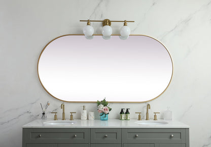 Metal Frame Oval Mirror 36x72 Inch in Brass