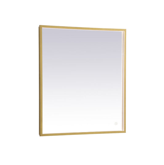 Pier 27x30 inch LED mirror with adjustable color temperature 3000K/4200K/6400K in brass