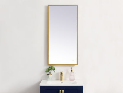 Pier 18x36 inch LED mirror with adjustable color temperature 3000K/4200K/6400K in brass