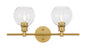 Collier 2 light Brass and Clear glass Wall sconce
