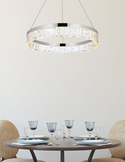 Linden 22 inch Adjustable LED chandelier in Chrome