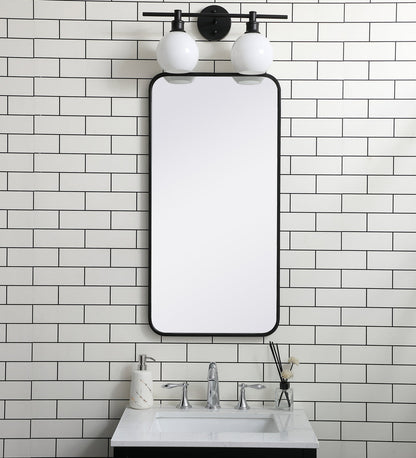 Soft corner metal rectangular mirror 18x36 inch in Black