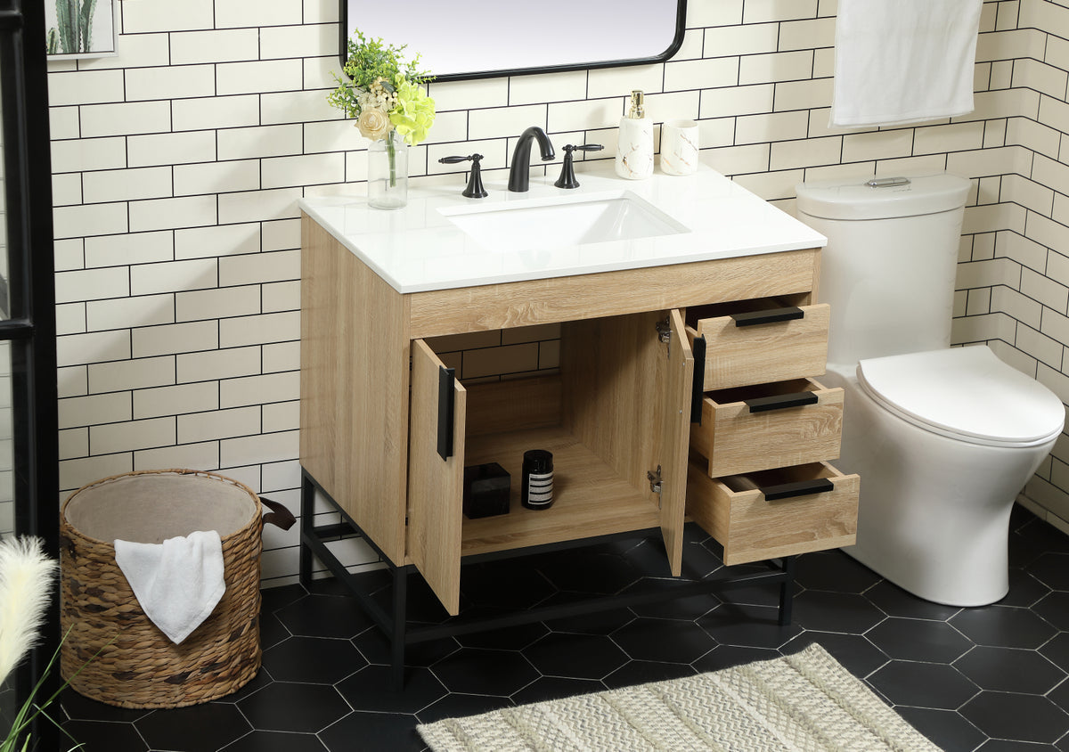 36 inch Single bathroom vanity in mango wood
