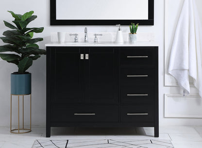 42 inch Single Bathroom Vanity in Black with Backsplash