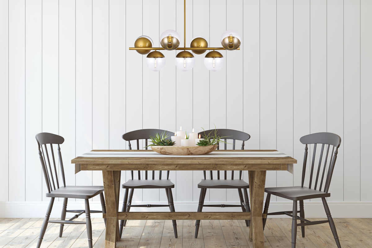 Eclipse 7 Lights Brass Pendant With Clear Glass