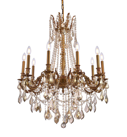Rosalia 10 light French Gold Chandelier Golden Teak (Smoky) Royal Cut Crystal