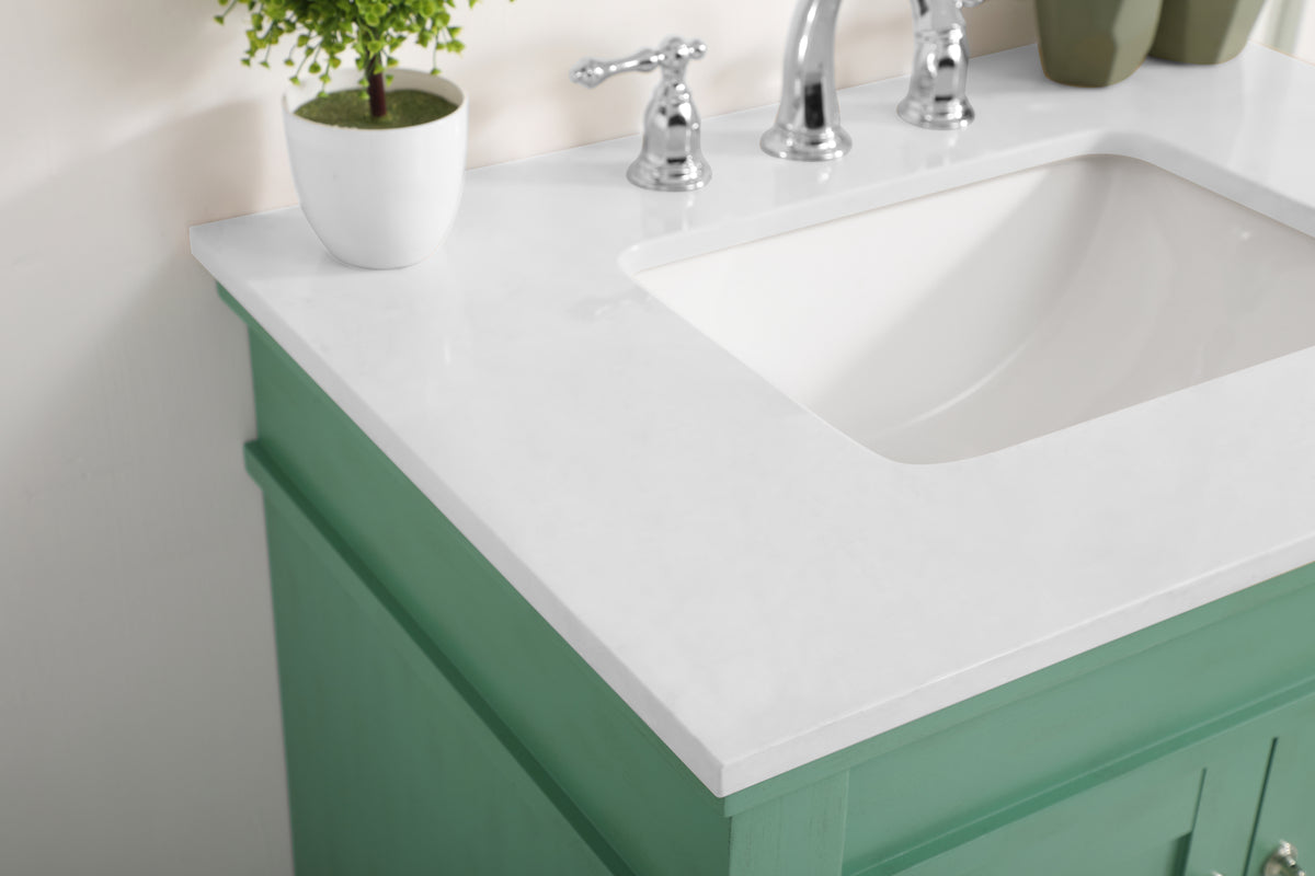 30 inch Single Bathroom vanity in Vintage Mint with ivory white engineered marble