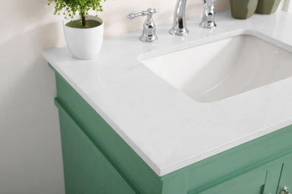 30 inch Single Bathroom vanity in Vintage Mint with ivory white engineered marble
