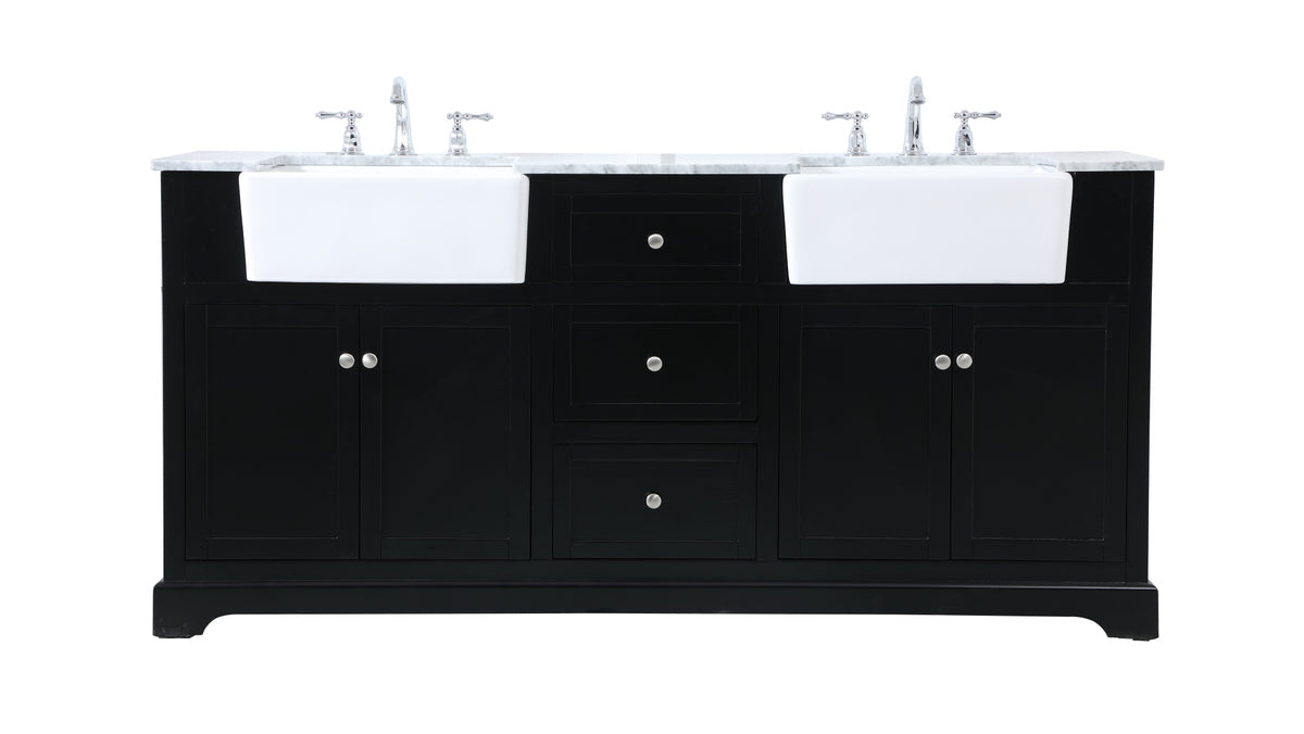72 inch double bathroom vanity in black
