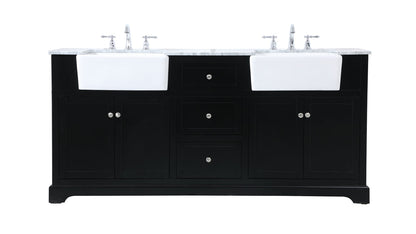 72 inch double bathroom vanity in black
