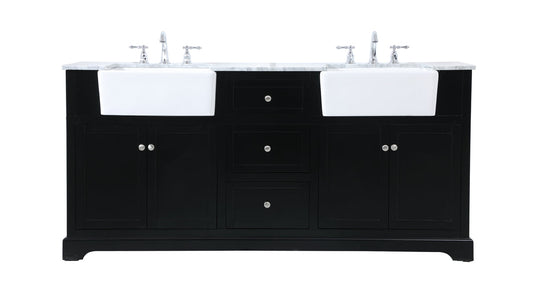 72 inch double bathroom vanity in black