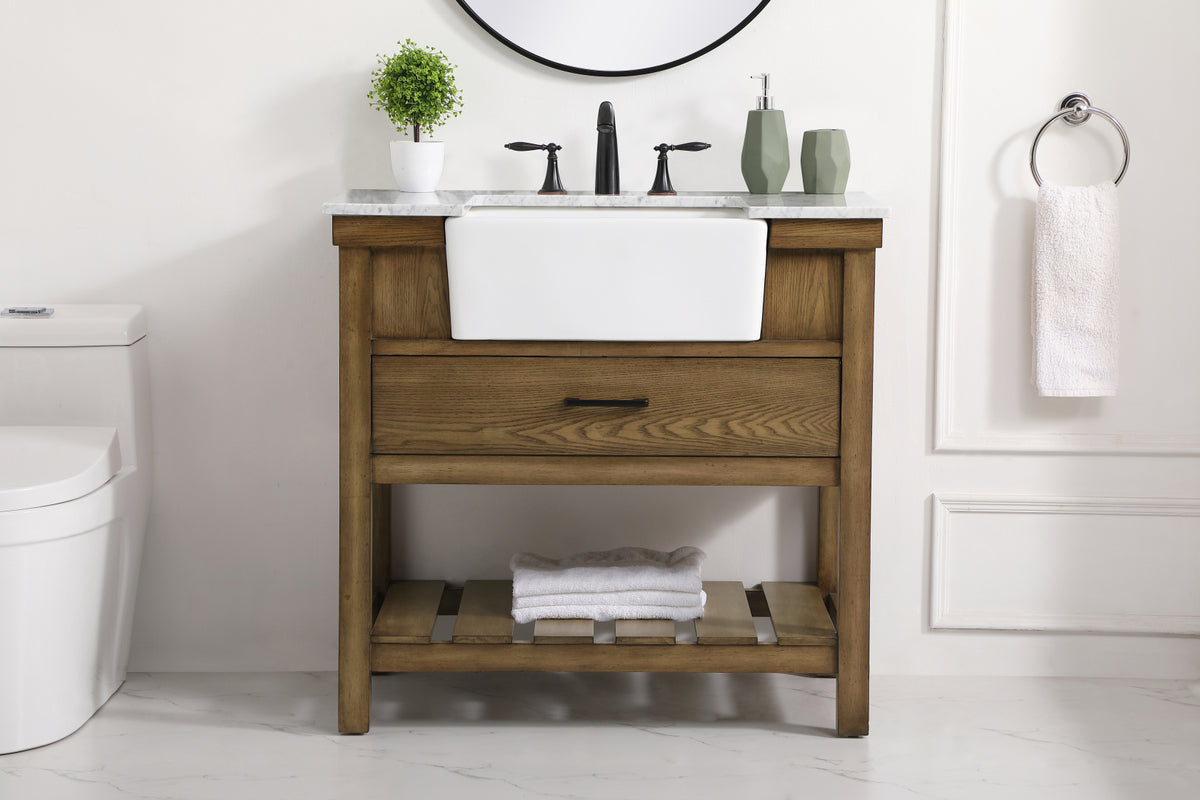 36 inch Single bathroom vanity in driftwood