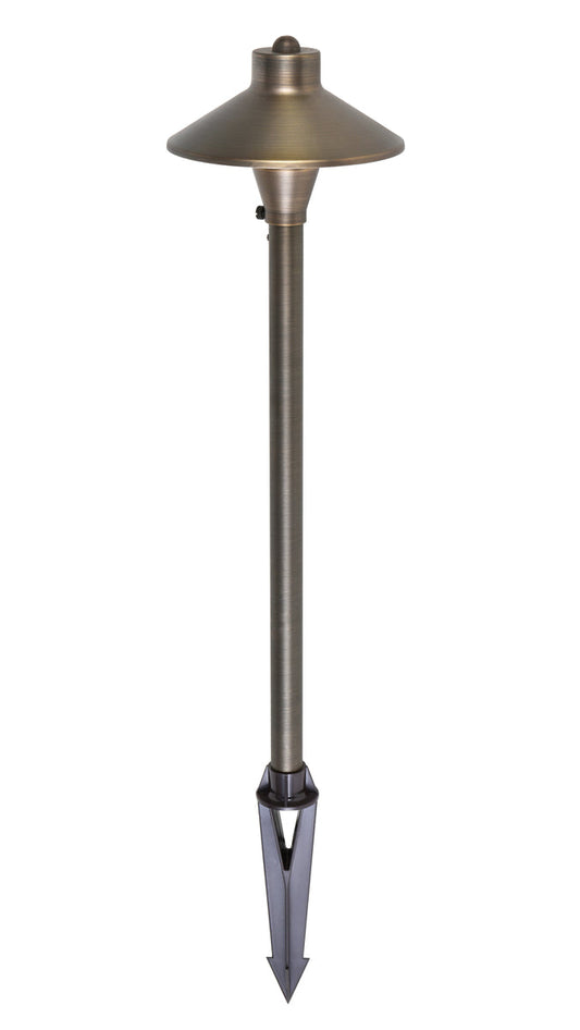 PATH LIGHT D7 H24 ANTIQUE BRASS INCLUDES STAKE G4 HALOGEN 20W(LIGHT SOURCE NOT INCLUDED)