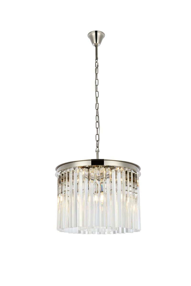 Sydney 6 light polished nickel Pendant Clear Royal Cut Crystal