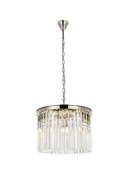 Sydney 6 light polished nickel Pendant Clear Royal Cut Crystal