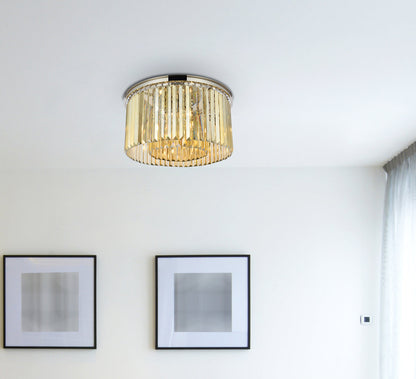 Sydney 8 light polished nickel Flush Mount Golden Teak (Smoky) Royal Cut Crystal