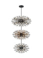 Vera 48 inch three tiers crystal starburst chandelier in black