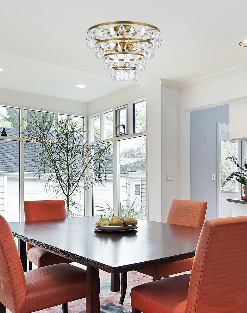 Ella 16 inch flush mount in brass