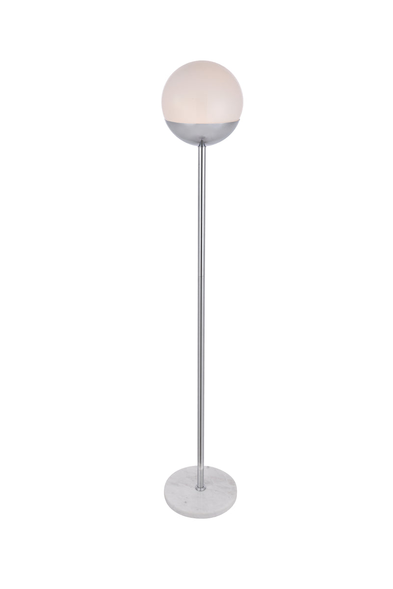 Eclipse 1 Light Chrome Floor Lamp With Frosted White Glass