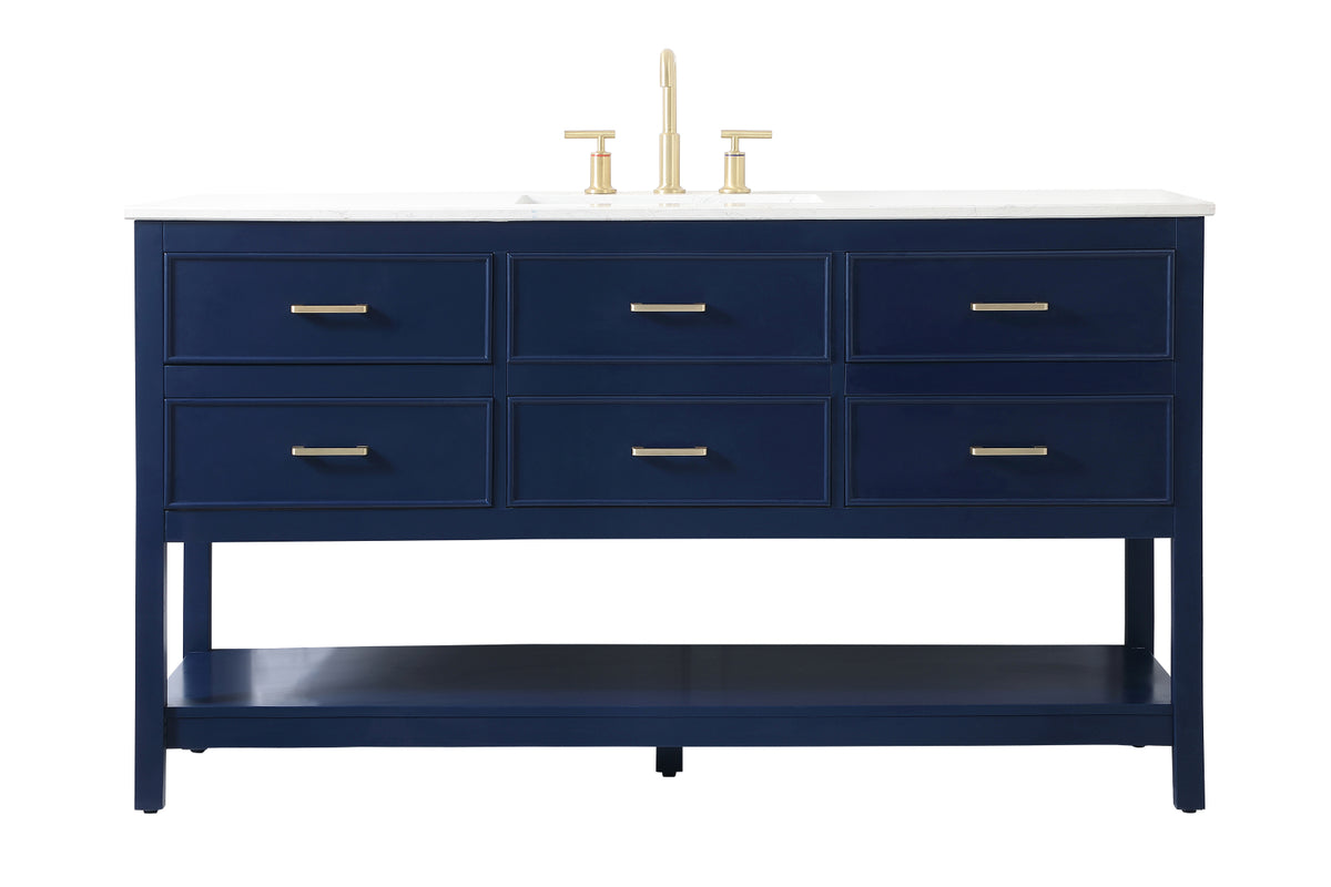 60 inch Single bathroom vanity in blue