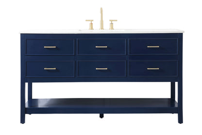 60 inch Single bathroom vanity in blue