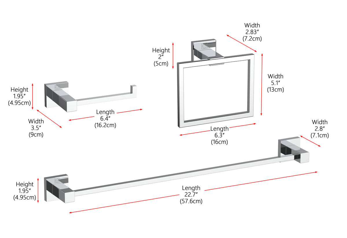 Isla 3-Piece Bathroom Hardware Set in Chrome
