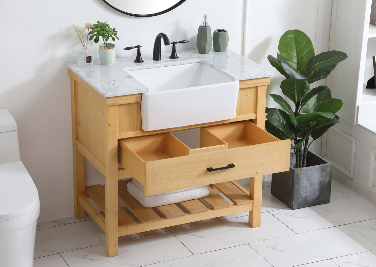 36 inch Single bathroom vanity in natural wood