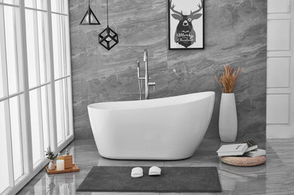 54 inch soaking Single slipper bathtub in glossy white