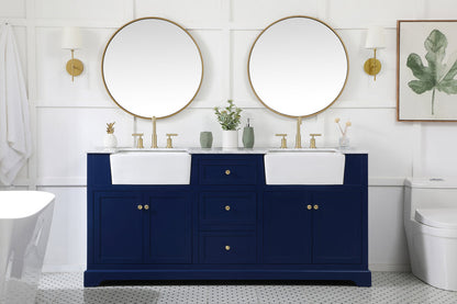 72 inch double bathroom vanity in blue