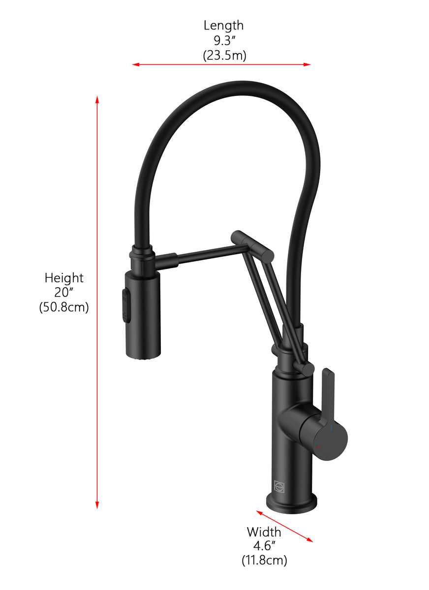 Leonardo Single Handle Pull Down Sprayer Kitchen Faucet in Matte Black