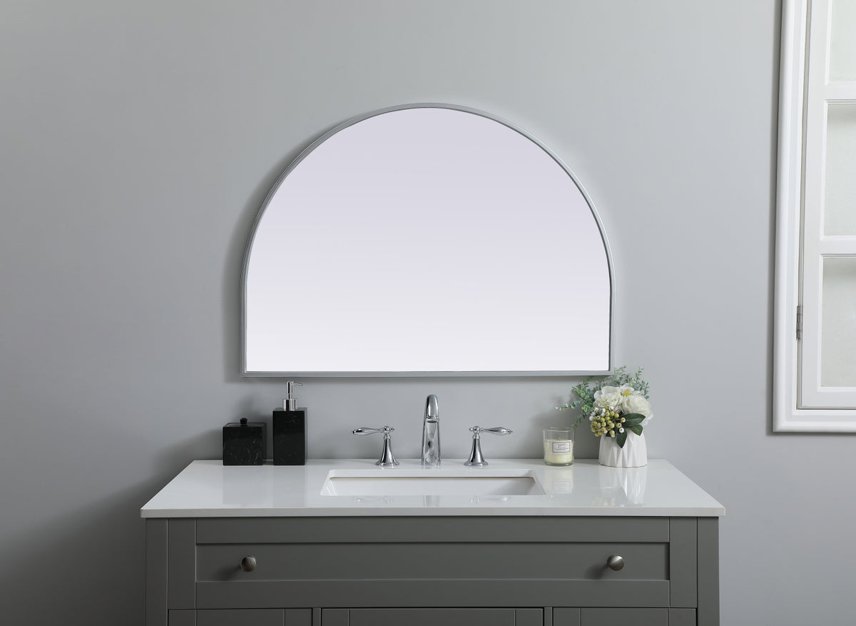 Metal Frame Arch Mirror 33x24 Inch in Silver