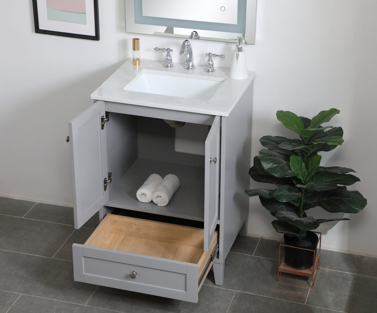 24 inch Single Bathroom Vanity in Grey