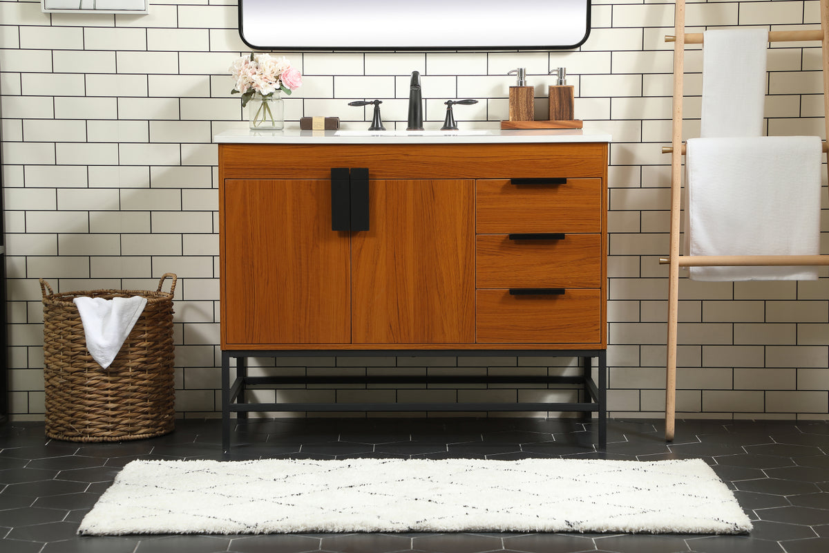 42 inch Single bathroom vanity in teak