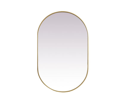 Metal Frame Oval Mirror 30x48 Inch in Brass