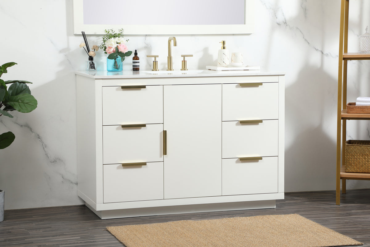 48 inch Single bathroom vanity in white