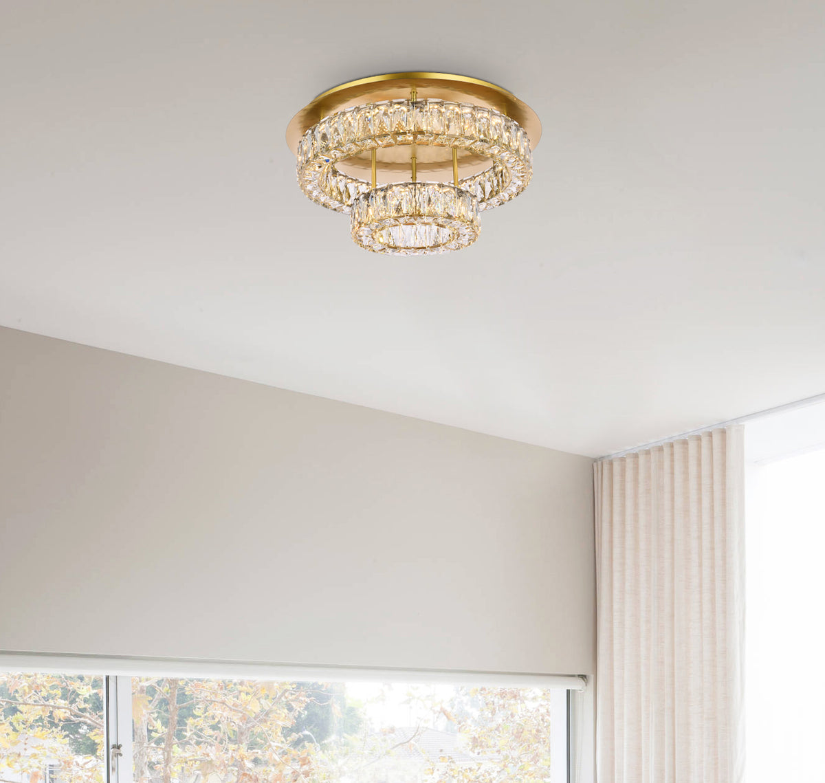 Monroe 22 inch LED double flush mount in gold