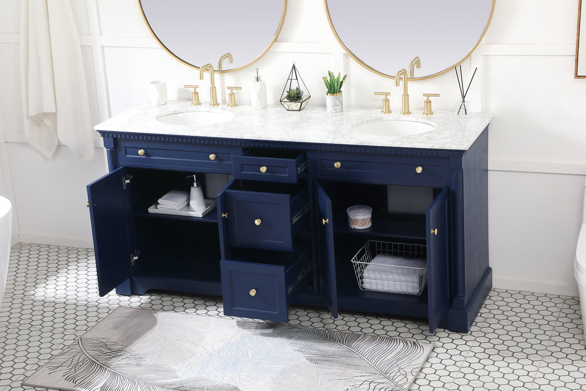 72 inch double bathroom vanity in Blue