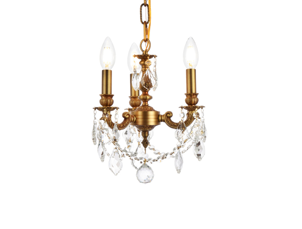 Lillie 3 light French Gold Pendant Clear Royal Cut Crystal