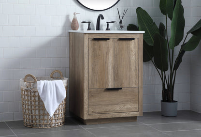 24 Inch SIngle Bathroom Vanity In Natural Oak