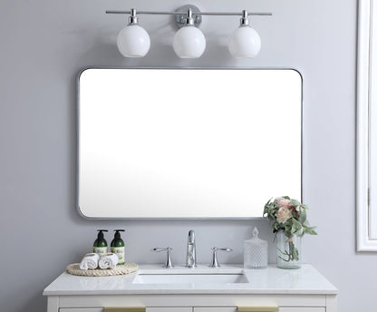 Soft corner metal rectangular mirror 27x40 inch in Silver