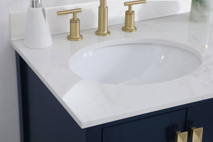 32 inch Single Bathroom Vanity in Blue with Backsplash