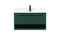 36 inch Single bathroom vanity in green with backsplash