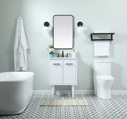 24 inch Single bathroom vanity in white with backsplash