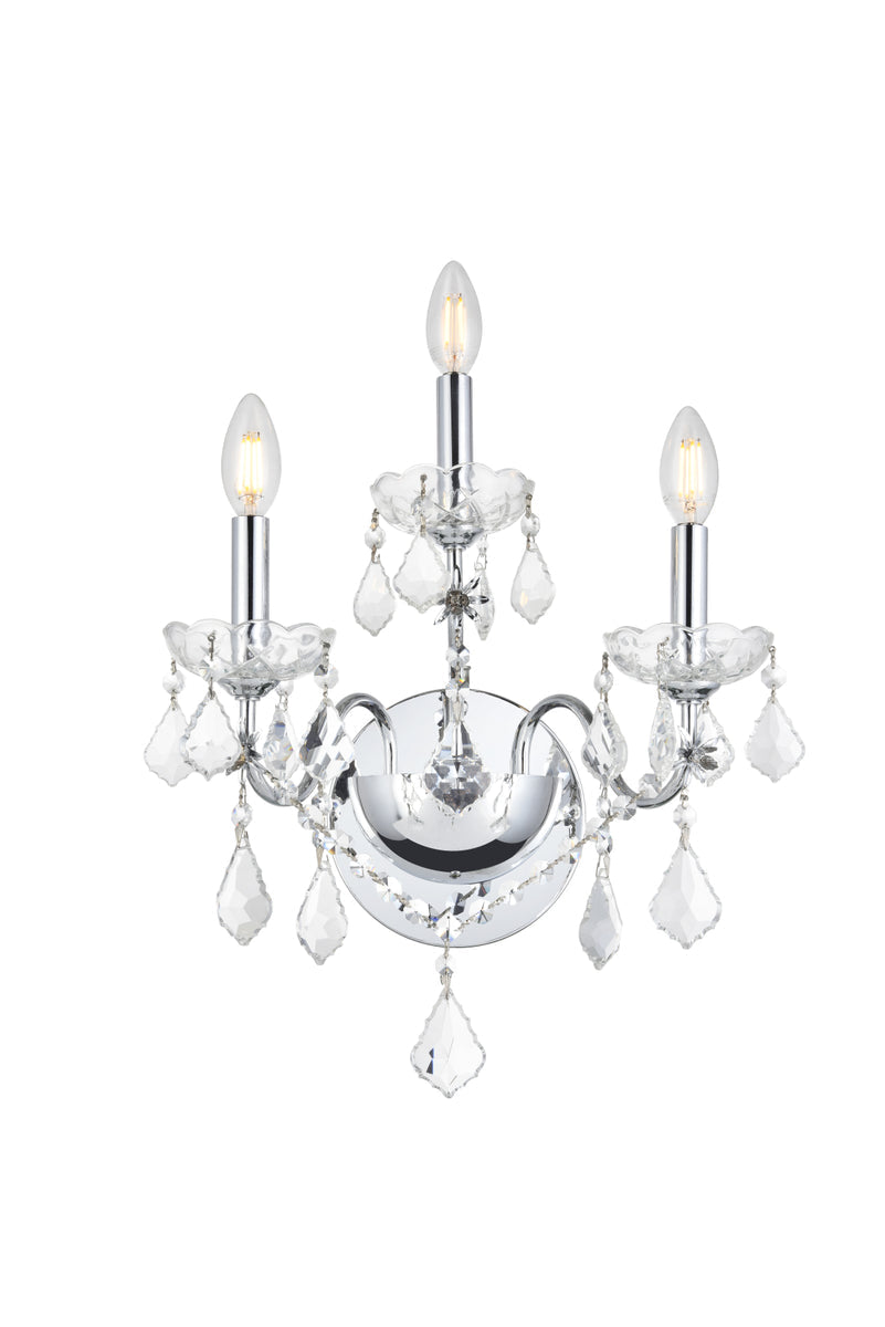 St. Francis 3 light Chrome Wall Sconce Clear Royal Cut Crystal