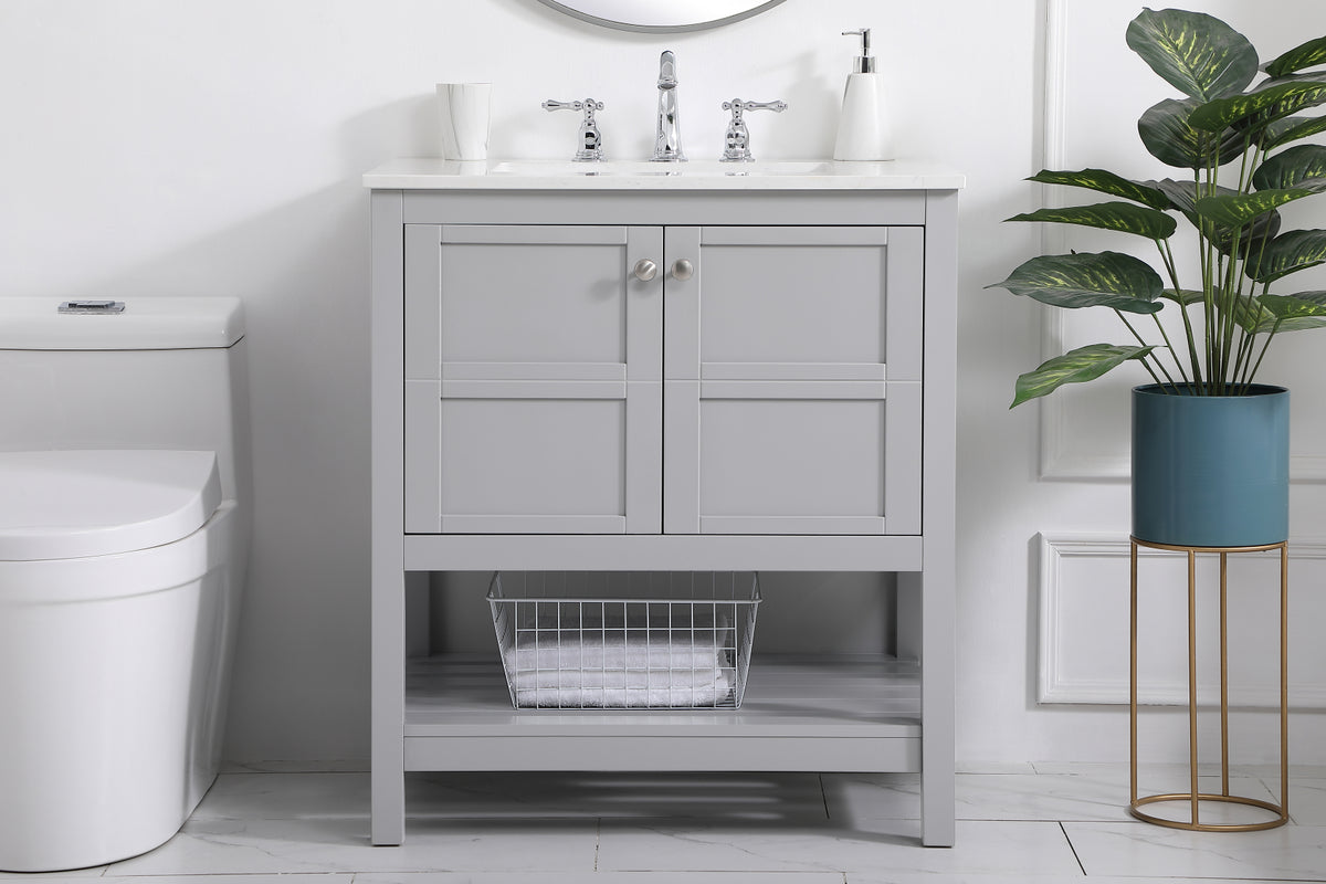 30 inch Single Bathroom Vanity in Gray